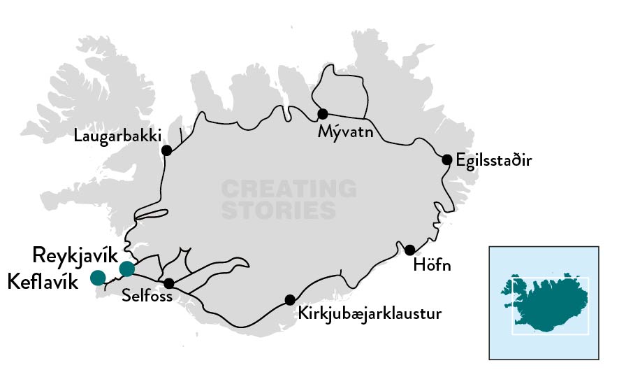 IJsland in vogelvlucht - kaart