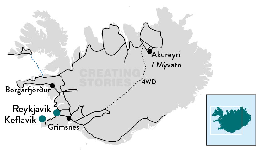 IJsland ontdekken vanuit vakantiehuisjes - kaart