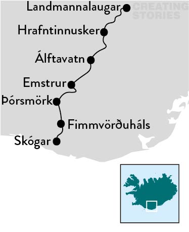 Individuele wandelreis ‘Laugavegur & Fimmvörðuháls’ - kaart