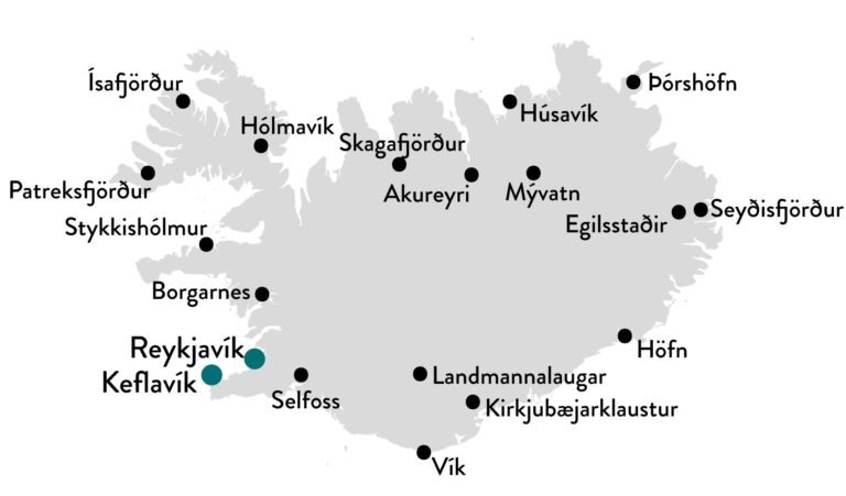 Met de vrachtboot, met eigen vervoer IJsland ontdekken - kaart