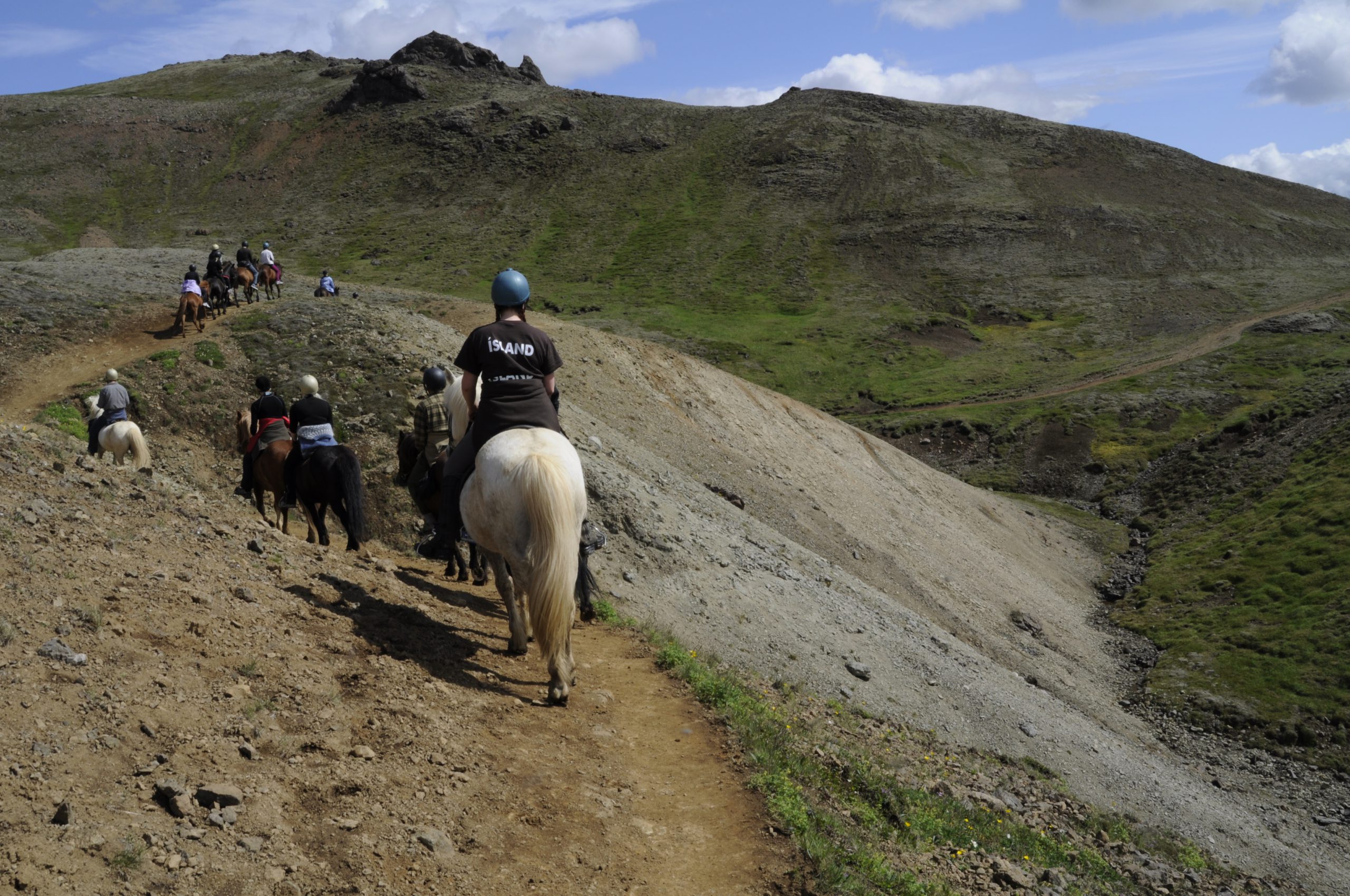 Paardrijden langs een klifpad - Excursies IJsland